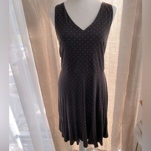 LOFT dark gray w/ polka dots mini summer dress,V-neck.